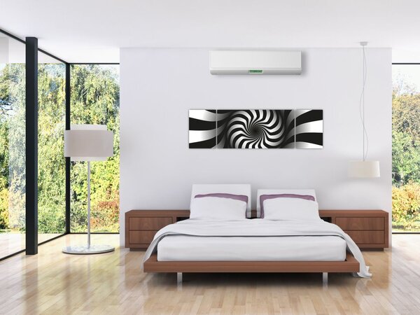 Abstrakcyjny obraz czarno - białej spirali (170x50 cm)