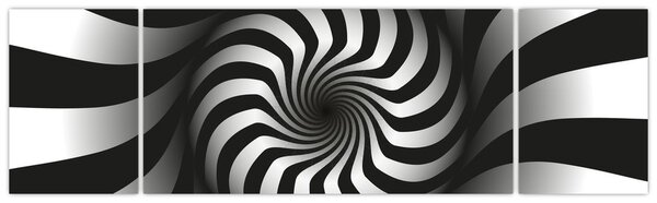 Abstrakcyjny obraz czarno - białej spirali (170x50 cm)