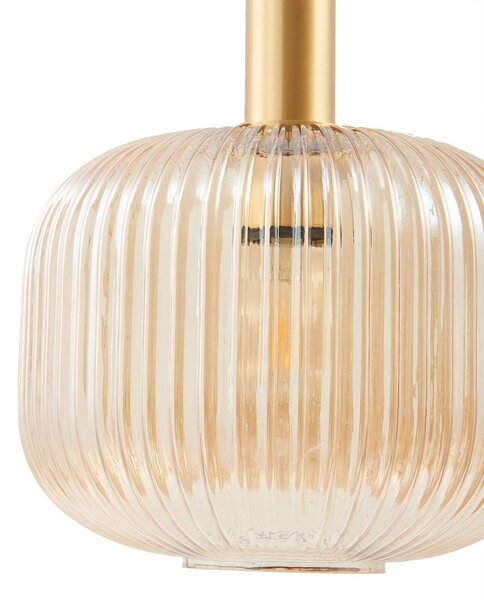 Lampa wisząca Doroteo Lindby, możliwość ściemniania, kremowy / amber, salon / jadalnia, szkło, vintage