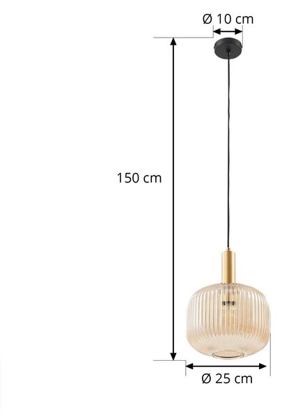 Lampa wisząca Doroteo Lindby, możliwość ściemniania, kremowy / amber, salon / jadalnia, szkło, vintage