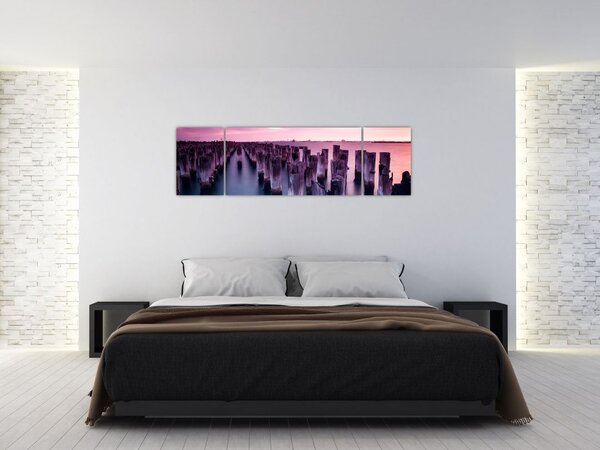 Obraz drewnianych palików (170x50 cm)