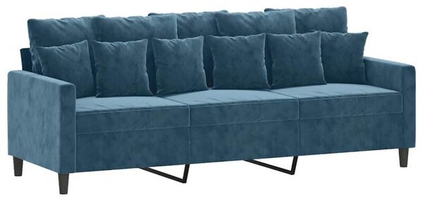 Sofa 3-osobowa, niebieski, 180 cm, tapicerowana aksamitem