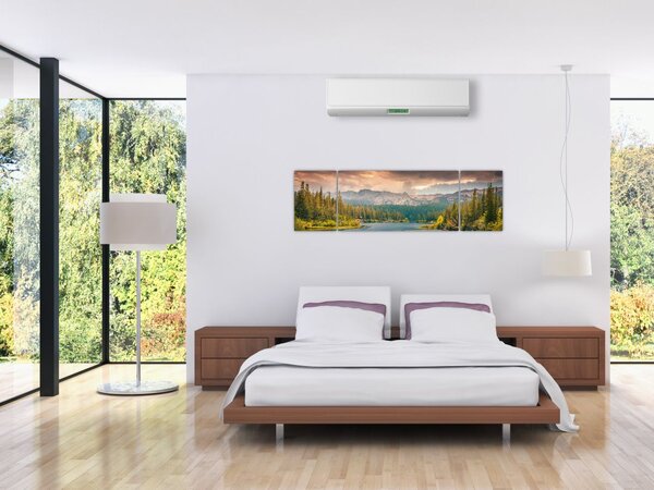 Obraz górskiej rzeki i gór (170x50 cm)
