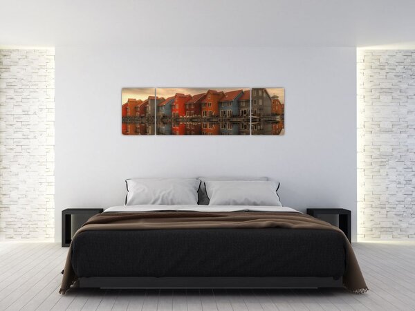 Obraz kolorowych domów (170x50 cm)