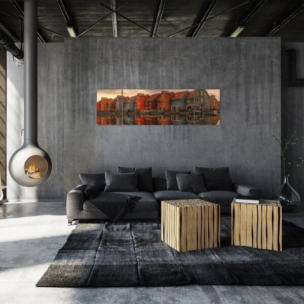 Obraz kolorowych domów (170x50 cm)