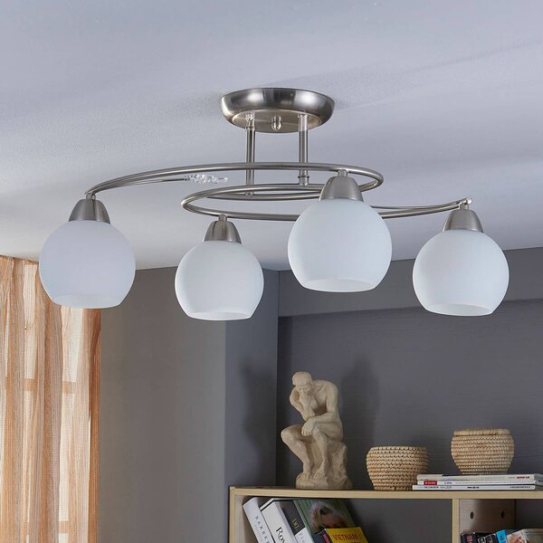 Lampa sufitowa Svean Lindby, możliwość ściemniania, aluminiowy / szary / cynkowy, salon / jadalnia, szkło, nowoczesny