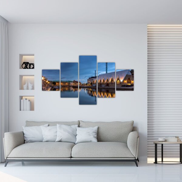 Obraz kanału wodnego - Göteborg (125x70 cm)