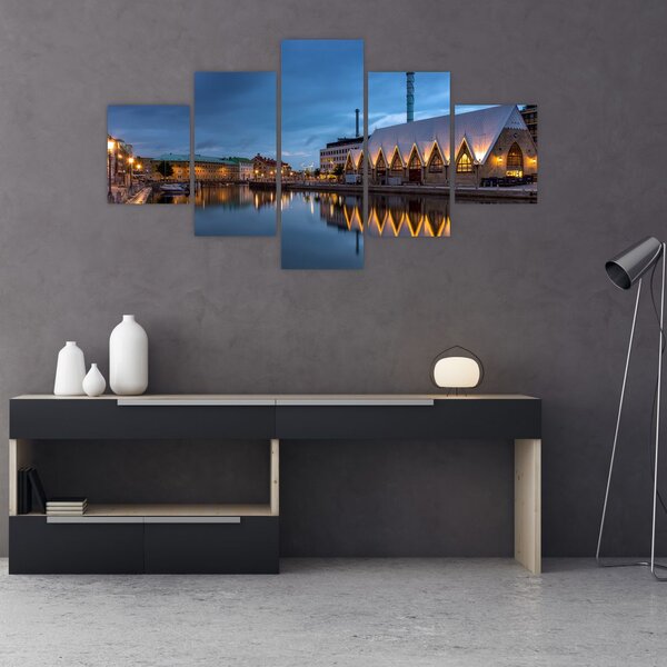 Obraz kanału wodnego - Göteborg (125x70 cm)