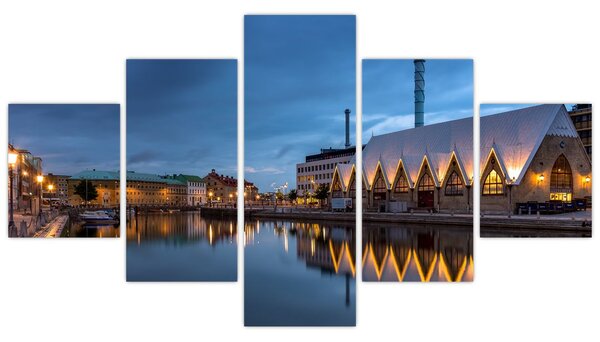 Obraz kanału wodnego - Göteborg (125x70 cm)