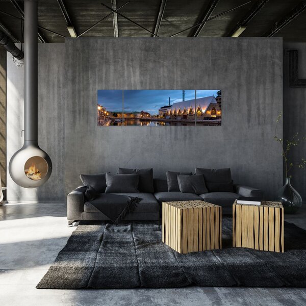 Obraz kanału wodnego - Göteborg (170x50 cm)