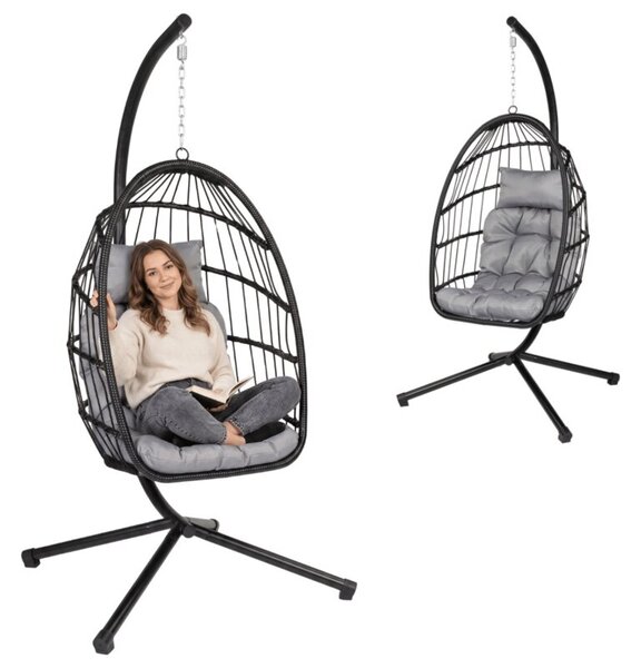 Fotel wiszący styl boho kokon ogrodowy składany poduszki FUNFIT GARDEN