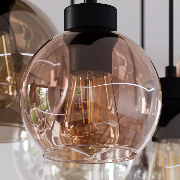 Lampa wisząca szklana Cubus TK Lighting, możliwość ściemniania, przezroczysty / transparentny, salon / jadalnia, szkło, nowoczesny