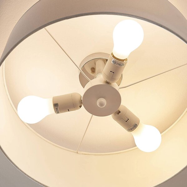 Lampa sufitowa Mariat Lindby, możliwość ściemniania, biały / opal, salon / jadalnia, tkanina / materiał / jedwab, nowoczesny