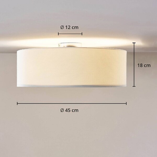Lampa sufitowa Mariat Lindby, możliwość ściemniania, biały / opal, salon / jadalnia, tkanina / materiał / jedwab, nowoczesny