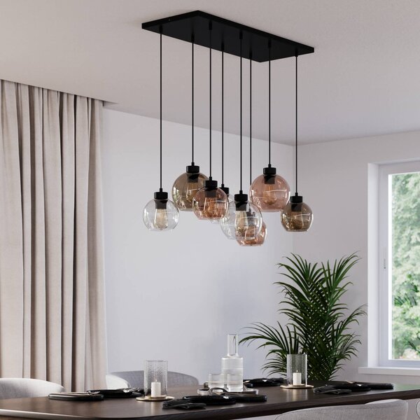 Lampa wisząca szklana Cubus TK Lighting, możliwość ściemniania, przezroczysty / transparentny, salon / jadalnia, szkło, nowoczesny