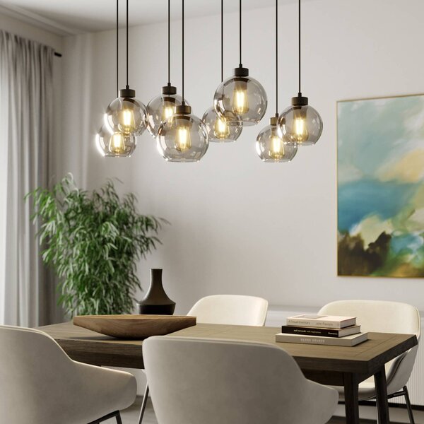 Lampa wisząca szklana Cubus TK Lighting, możliwość ściemniania, czarny, salon / jadalnia, szkło, nowoczesny