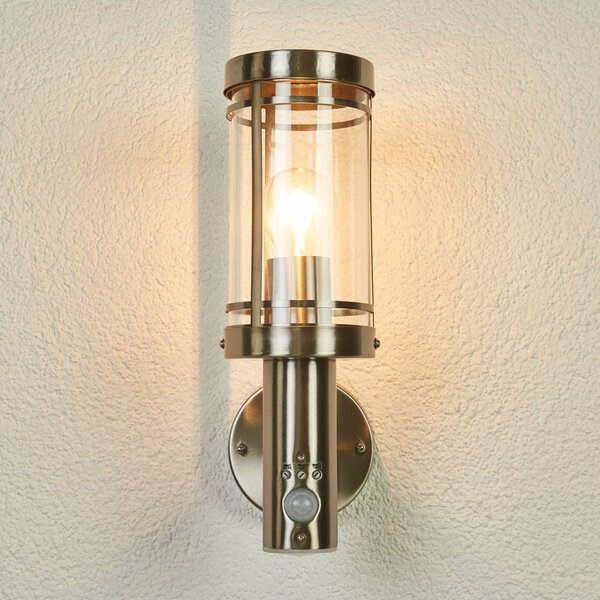 Lampa zewnętrzna z czujnikiem ruchu Djori Lindby, możliwość ściemniania, aluminiowy / szary / cynkowy, stal szlachetna, nowoczesny