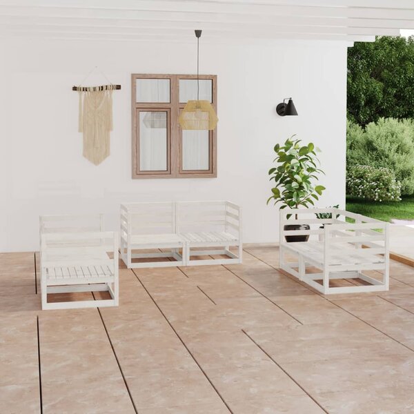 6-cz. zestaw mebli wypoczynkowych do ogrodu, biały, sosnowy