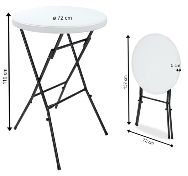 Stół imprezowy LYDA z plastiku, Ø72x110cm, biała Casaria