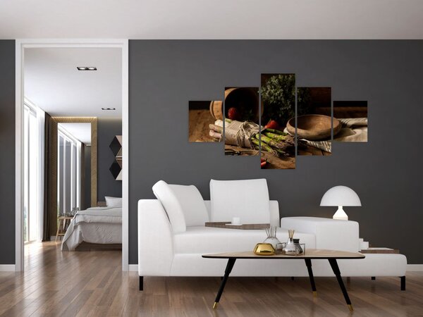 Obraz szparagów na stole (125x70 cm)