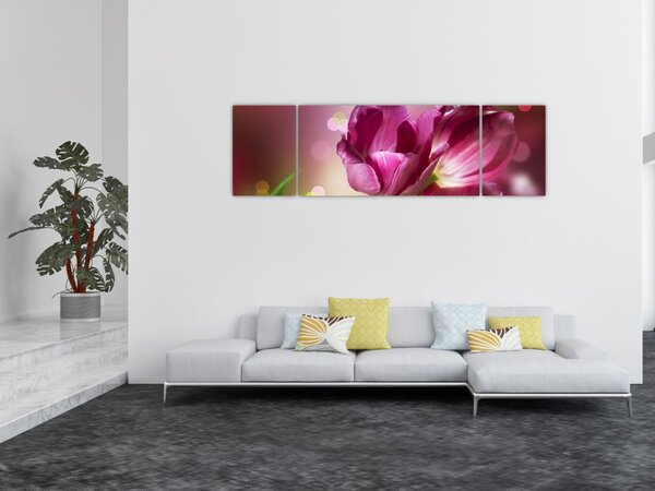 Obraz różowych tulipanów (170x50 cm)