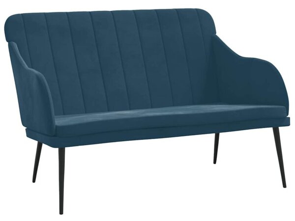 Ławka, niebieska, 110x76x80 cm, obita aksamitem