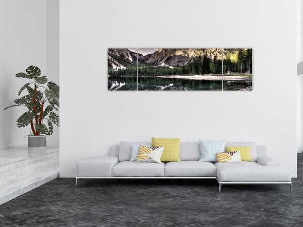 Obraz jeziora w górach (170x50 cm)
