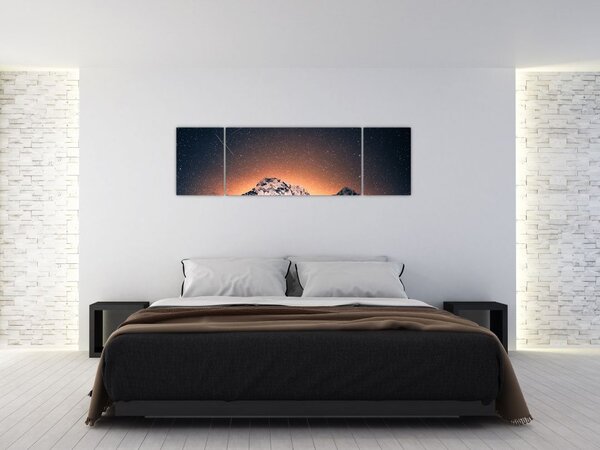 Obraz nocnego nieba z górą (170x50 cm)