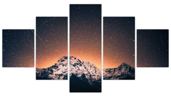 Obraz nocnego nieba z górą (125x70 cm)