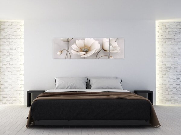 Obraz białych kwiatów (170x50 cm)