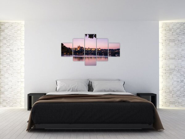 Obraz Zamku Praskiego i Wełtawy (125x70 cm)