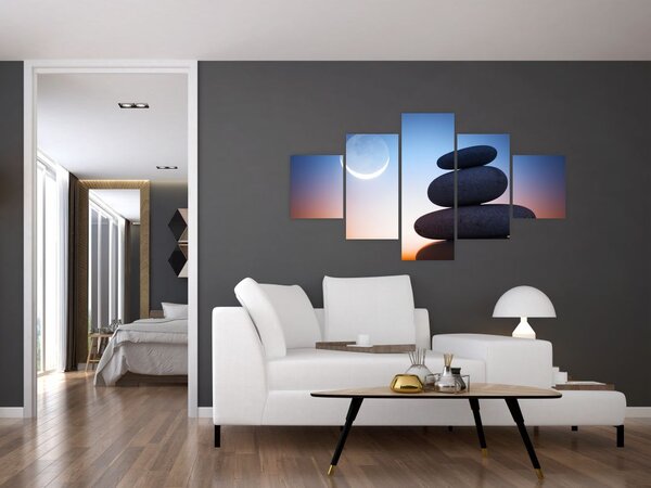 Obraz ułożonych kamieni jeden na drugim (125x70 cm)