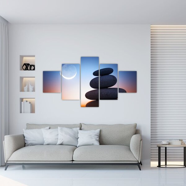 Obraz ułożonych kamieni jeden na drugim (125x70 cm)