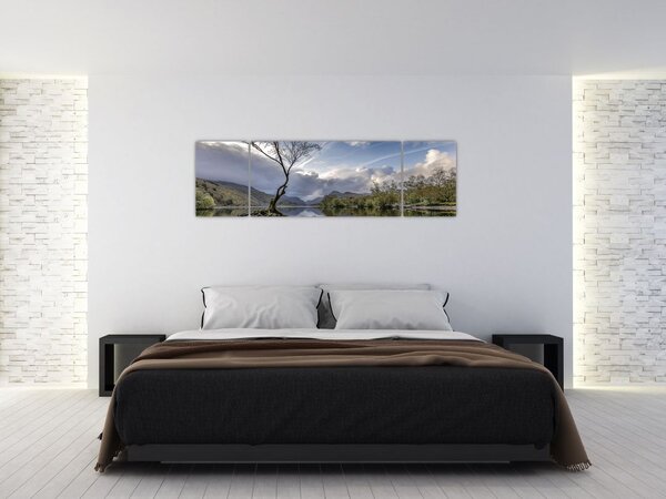 Obraz rzeki z drzewem (170x50 cm)