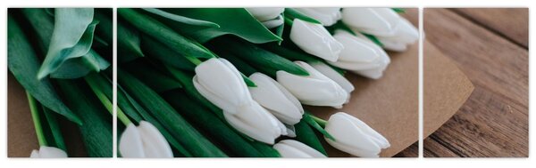 Obraz bukietu białych tulipanów (170x50 cm)