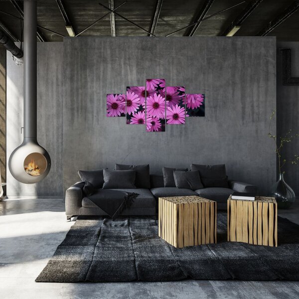 Obraz różowych kwiatów (125x70 cm)