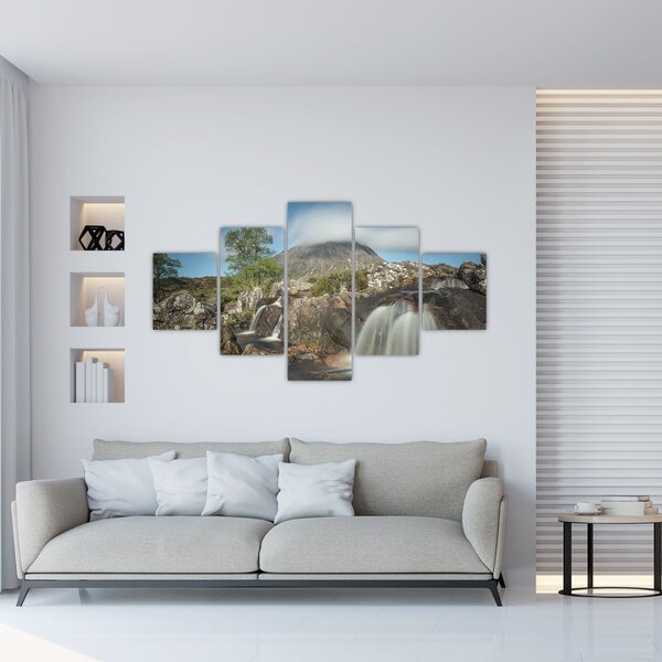 Obraz wodospadów i gór (125x70 cm)