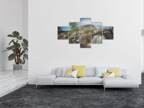 Obraz wodospadów i gór (125x70 cm)