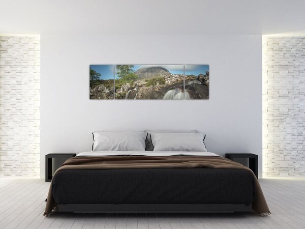 Obraz wodospadów i gór (170x50 cm)