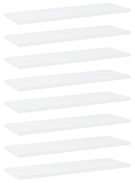 Półki na książki, 8 szt., białe, 60x20x1,5 cm, płyta wiórowa