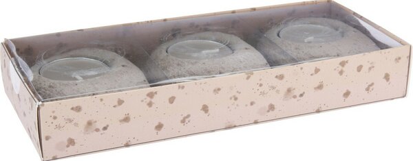 Komplet betonowych świeczników Stone brązowy, 8,5x 3,5 x 7 cm, 3 szt