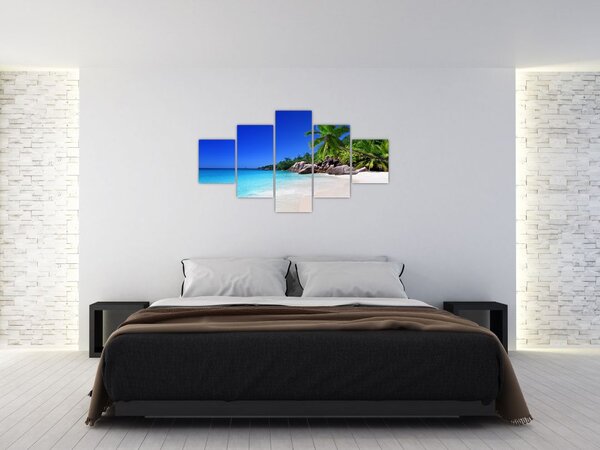 Obraz plaży na wyspie Praslin (125x70 cm)