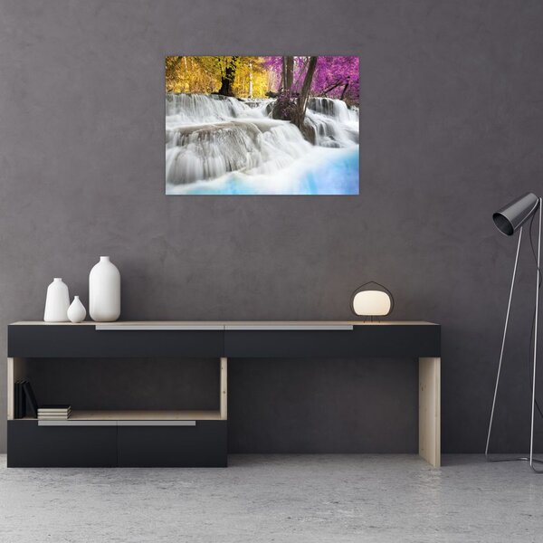 Obraz wodospadu Erawan w lesie (70x50 cm)