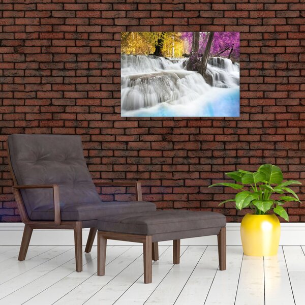 Obraz wodospadu Erawan w lesie (70x50 cm)