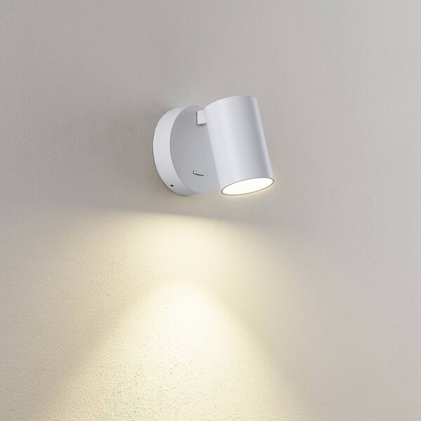 Deko-Light Reflektor ścienny CAN TILT, biały, Ø 10 cm, metal, włącznik, GU10 TILT, biały / opal, salon / jadalnia, aluminium