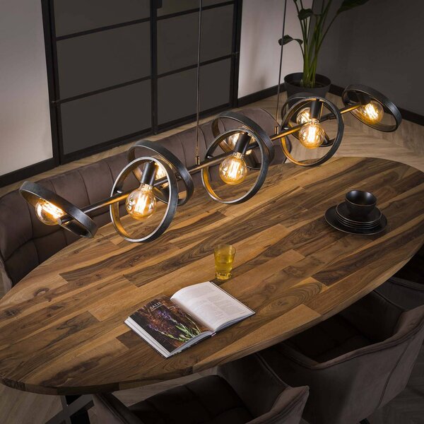 ZIJLSTRA Lampa wisząca Ringelbach, możliwość ściemniania, czarny, salon / jadalnia, metal, nowoczesny