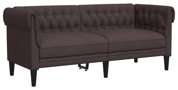 Sofa chesterfield, dwuosobowa, ciemnobrÄ zowa, obita tkaninÄ