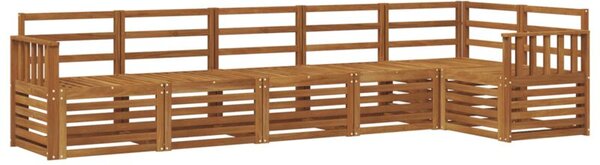 Zestaw mebli ogrodowych z litego drewna akacjowego - elegancka sofa narożna i środkowa, odporna na warunki atmosferyczne