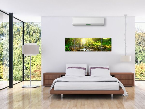 Obraz rzeki w zielonym lesie (170x50 cm)