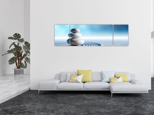 Obraz piasku, lilii i kamieni spa (170x50 cm)
